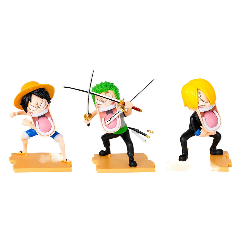 Estatuas de One Piece, Luffy, Roronoa Zoro e Sanji 15cm